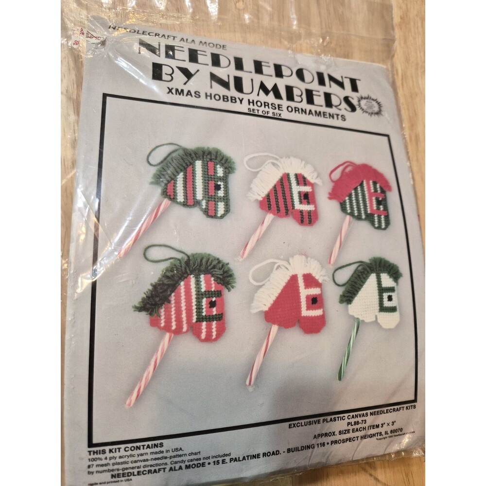 Vintage Needlecraft Ala Mode Needlepoint Numbers Christmas Hobby Horse Ornaments